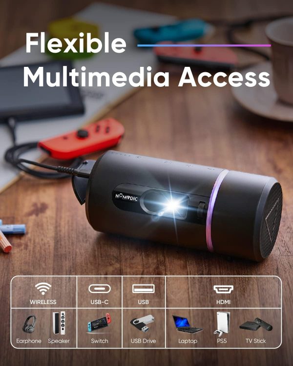 NOMVDIC R150 Mini Projector, Portable Battery Operated Projector with 4hrs - Image 6