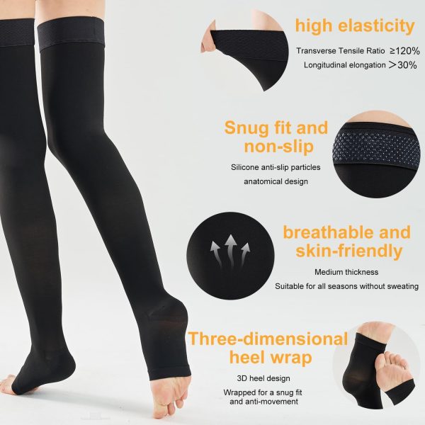 15-20 Compression Socks for Women Men, Thigh High Compression Stockings, - Image 5