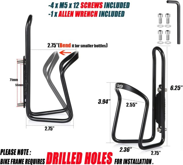 USHAKE Water Bottle Cages, Basic MTB Bike Bicycle Alloy Aluminum - Image 4