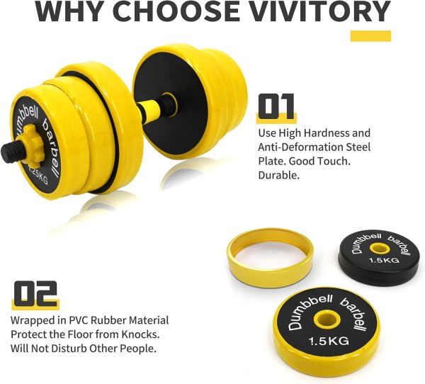 VIVITORY Dumbbell Sets Adjustable Weights, 44 to 66 Lbs, Free Weights - Image 4