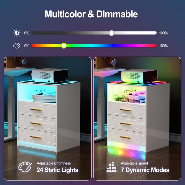 RGB Nightstand with Wireless Charging Station, Auto Sensor 24 Color - Image 4