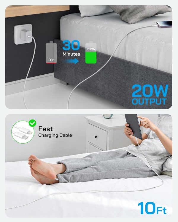iPhone 12 13 14 Fast Charger, 20W USB C PD Wall Charger Block with 6FT - Image 6