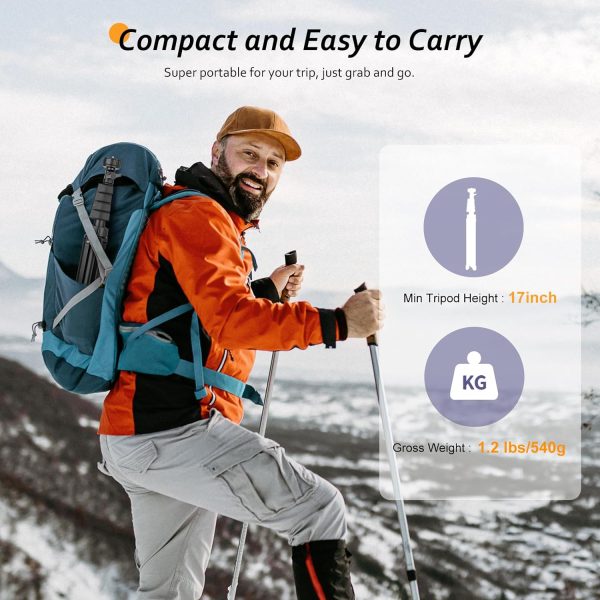 Aureday 62" Phone Tripod Accessory Kits, Camera & Cell Phone Tripod Stand - Image 7