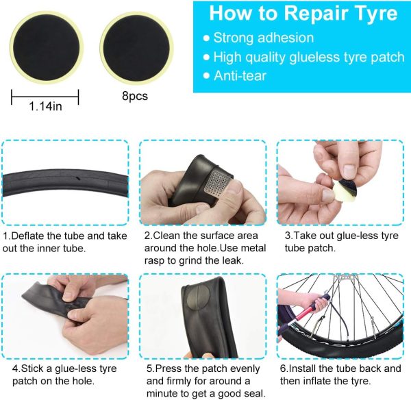 Bike Repair Kit, Bike Tire Repair Tool Kit Contains 16-in-1 Tool, 120Psi - Image 6