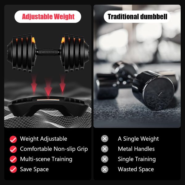 Adjustable Dumbbell Set, 40LB to 3LB Weight Set, 12 Free Weights Adjustable - Image 5