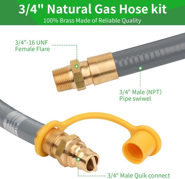 3/4" ID Natural Gas Hose,Quick Connect Fittings for NG/LP Propane - Image 4