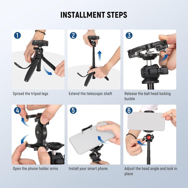 NEEWER TP38 Phone Camera Tripod, 15" Extendable Selfie Stick Metal Tripod - Image 7