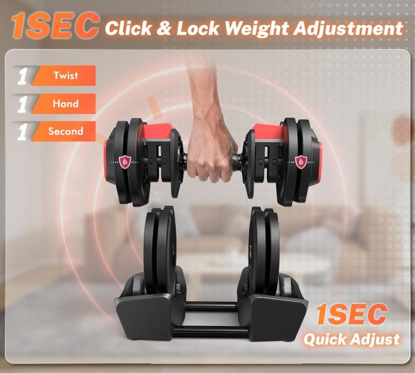IPOW 3-in-1 Adjustable Dumbbell Set 40lbs with 12 Weight Increment, - Image 4