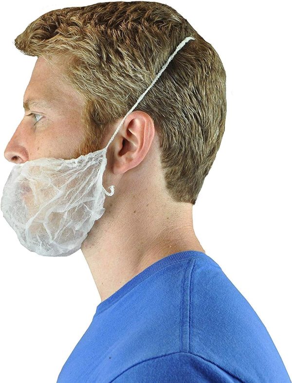 White Disposable Beard Net Covers with Elastic Bands Heavy Duty Beard - Image 7