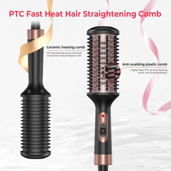Hair Straightener Brush, Mini Brush Straightener for Women, 360°F Constant - Image 7