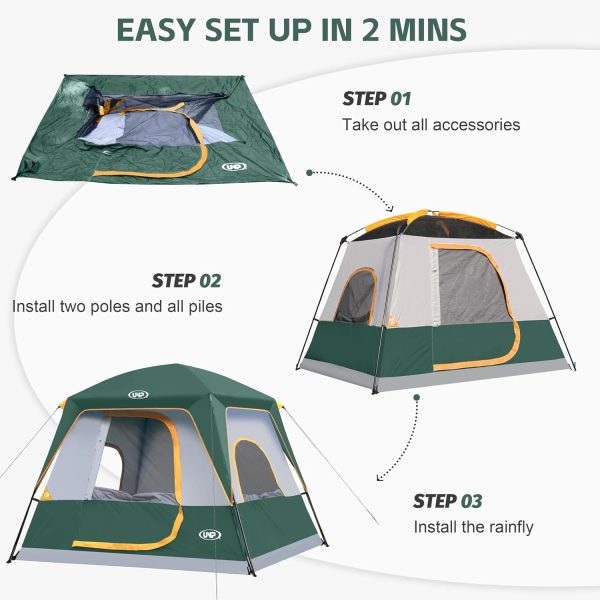 UNP 4-Person Tent, Portable Cabin Tent, Camping Tent 4-Person Easy Set Up, - Image 5
