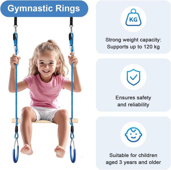Trapeze Swing Bar with Gymnastic Rings Warrior Accessories for Obstacle - Image 5