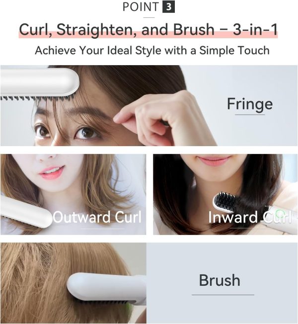 Cordless Hair Straightener Brush, ANLAN Portable Straightening Brush for - Image 5
