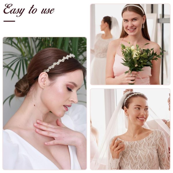 2 Pcs Pearl Headbands for Women, White Faux Pearl Headbands for Girls - Image 5
