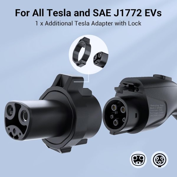 Tera Electric Vehicle Charger for Tesla: Level 1 & 2 J1772 32A 8A 110V 240V - Image 2