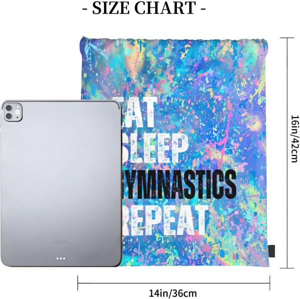 Eat Sleep Gymnastics Repeat Drawstring Backpack Gym String Bag Sports - Image 3