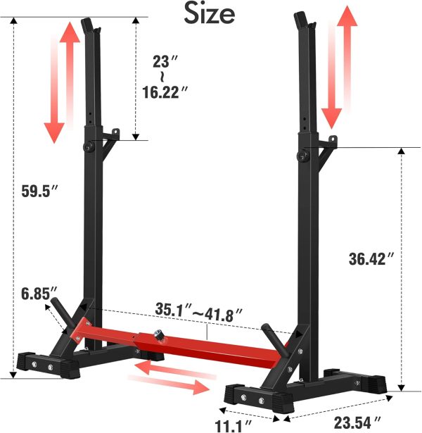 CANPA Adjustable Squat Rack Stand Multi-Function Barbell Rack Weight - Image 3