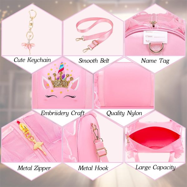 Dorlubel Cute Ballet Dance Bag Gym Travel Duffle Bag for Girls Tutu Dress - Image 4