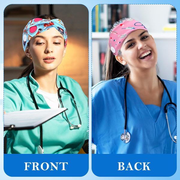 Jexine 20 Pcs Women Nurse Headbands with Button Wide Nurse Headbands for - Image 6
