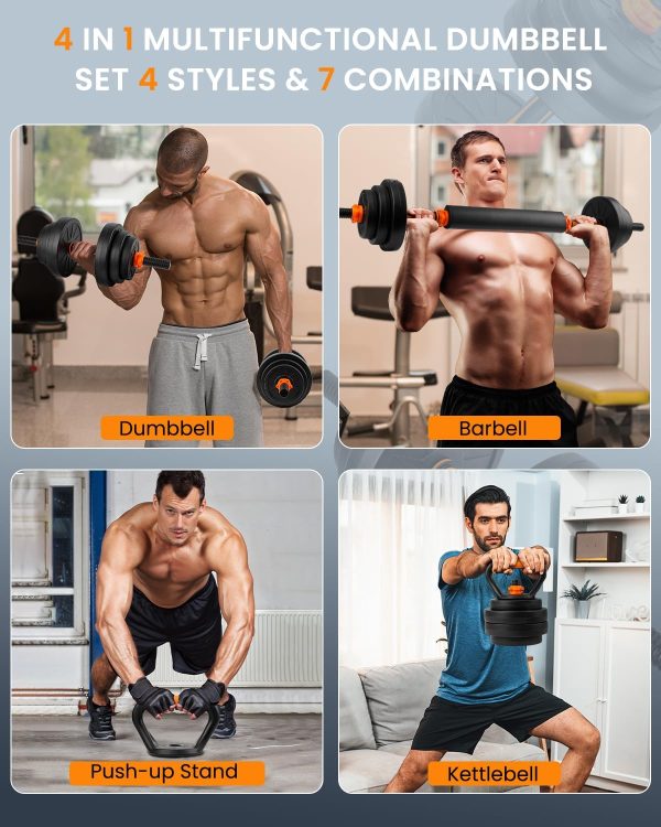 Adjustable Weights Dumbbells Set, 22/33/44/55/66/88lbs Free Weights - Image 2