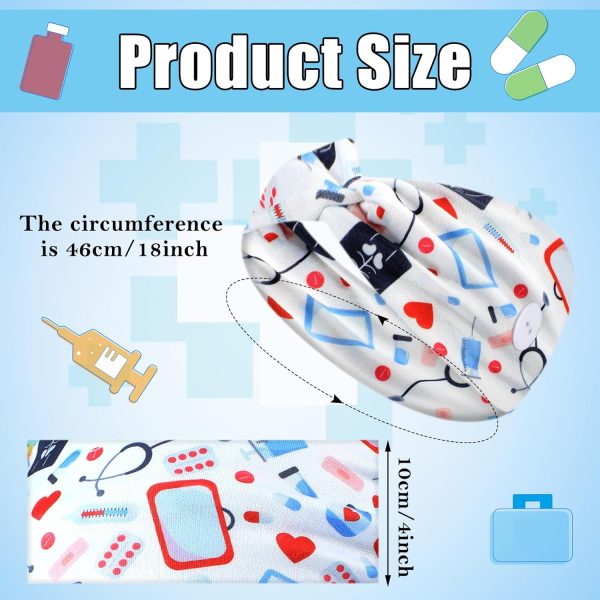 Jexine 20 Pcs Women Nurse Headbands with Button Wide Nurse Headbands for - Image 2