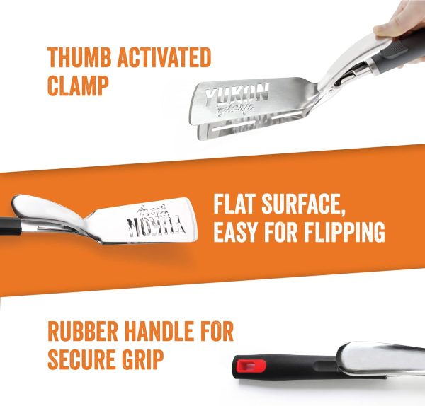 Yukon Glory Premium Stainless-Steel, Rubber-Grip Tongs-Spatula, Perfect - Image 6