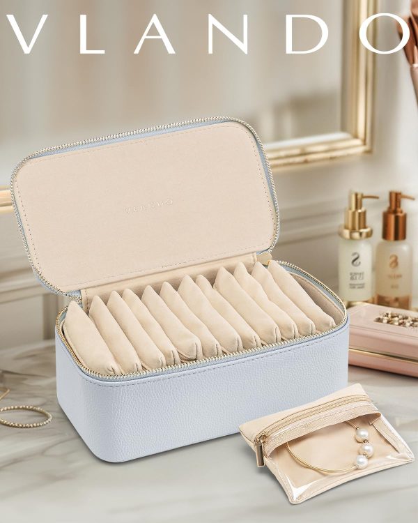 Vlando Travel Jewelry Case,Jewelry Organizer with 12 Pcs Velvet Jewelry - Image 5