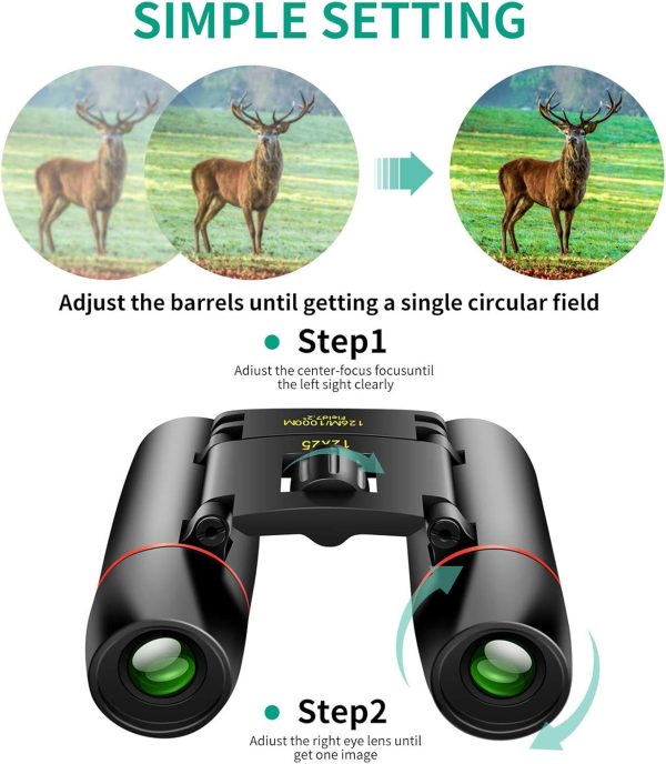 POLDR 12X25 Small Pocket Binoculars Compact Adults,Mini Kids Binoculars - Image 4