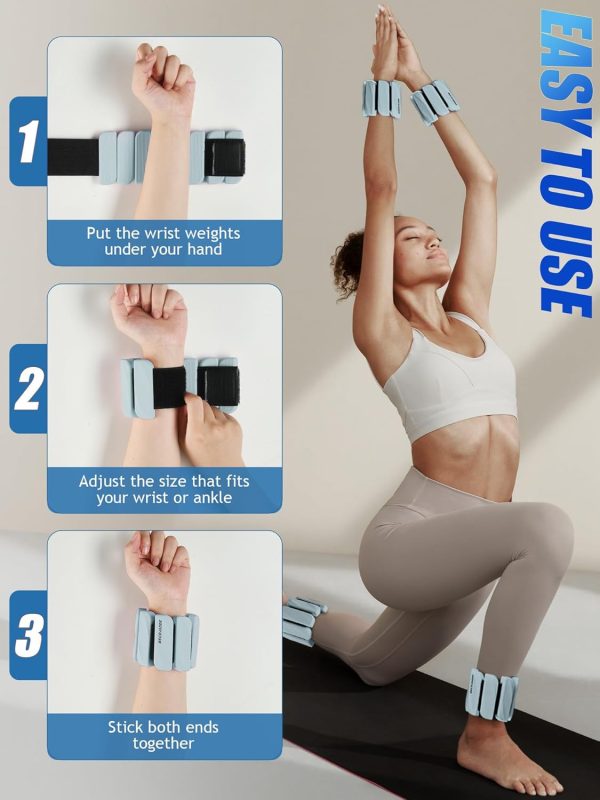 Ankle Weights for Women Men Adjustable 1LB Wrist Weights Bracelet Set of 2 - Image 6