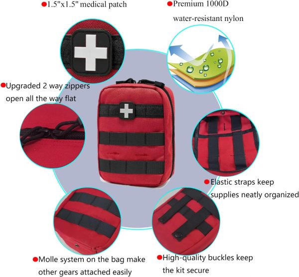 Carlebben EMT Pouch MOLLE Ifak Pouch Tactical MOLLE Medical First Aid Kit - Image 6