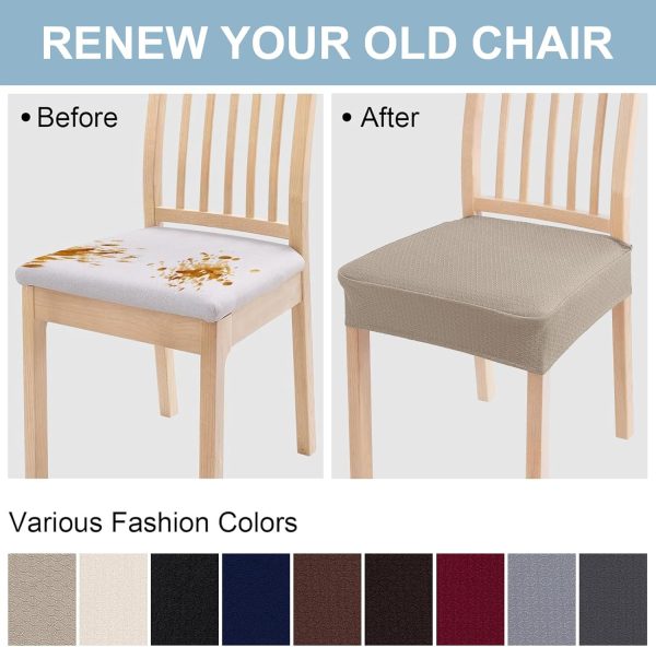 Smiry Stretch Jacquard Seat Covers for Dining Room Chairs Set of 6, - Image 7