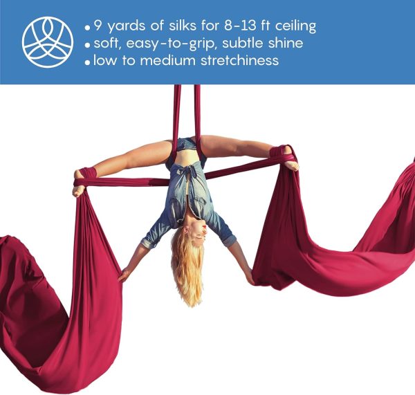 Aerial Silks Starter Kit - Durable 9 Yards of Aerial Yoga Hammock with - Image 2