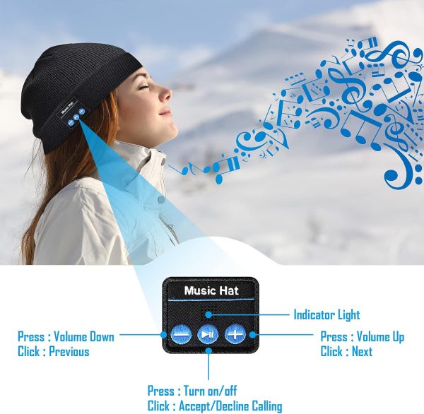 Gifts for Men, Stocking Stuffers for Adults Men LED Bluetooth Beanie Hat, - Image 5
