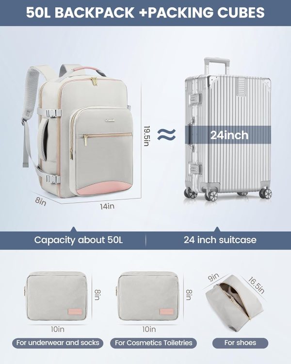 LOVEVOOK Carry on Backpack, 50L Travel Backpack Flight Approved, Waterproof - Image 5