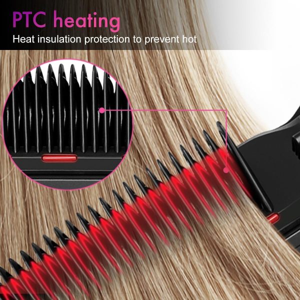 Hair Straightener Brush, KINLITO Hair Straightening Comb for Women Hair - Image 3