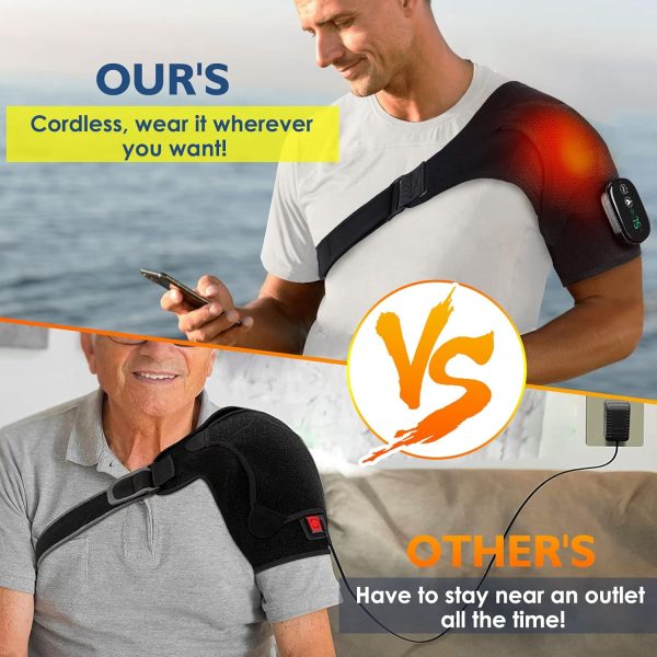 Cordless Shoulder Heating Pad, Heated Shoulder Brace with Vibration, - Image 2