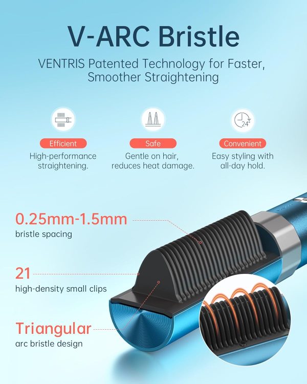 VENTRIS VOYA Cordless Hair Straightener Brush, Arc-Shaped Bristle, - Image 2