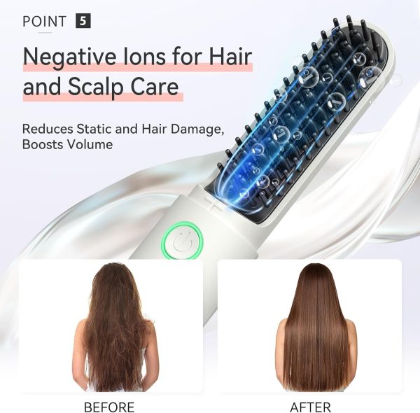 Cordless Hair Straightener Brush, ANLAN Portable Straightening Brush for - Image 3
