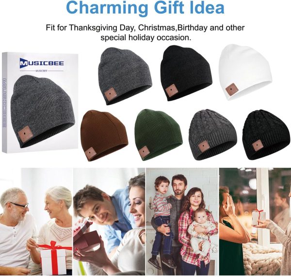 beanie MUSICBEE Bluetooth V5.2 Wireless Knit Winter Cap, 24 Hour Play time, - Image 3