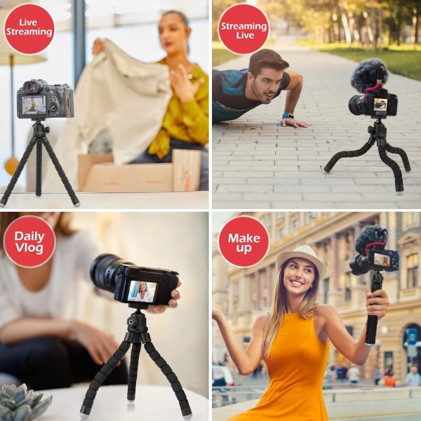 Aureday Cell Phone Tripod, Flexible Mini Tripod with Remote and Cold Shoe, - Image 5
