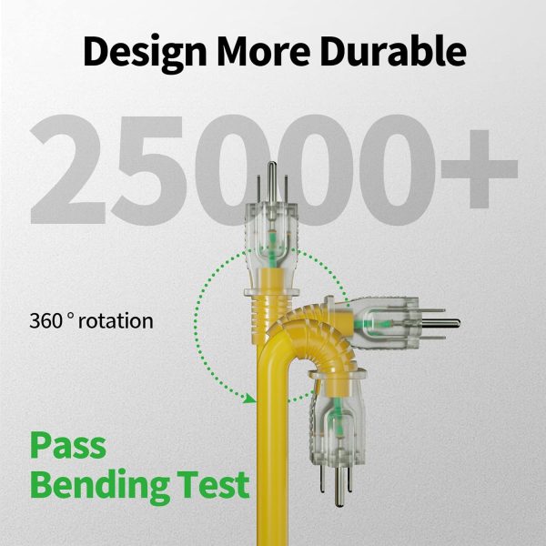 50 ft 12/3 Outdoor Extension Cord Waterproof Heavy Duty with Lighted - Image 3