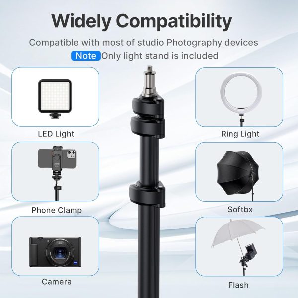 Ulanzi TT43 Extendable Photography Light Stand, Adjustable 6.23ft Aluminum - Image 3