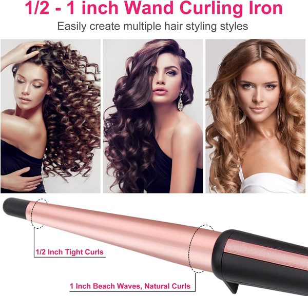 Hair Curling Wand, 0.5-1Inch Tapered Curling Iron, Professional Ceramic - Image 3