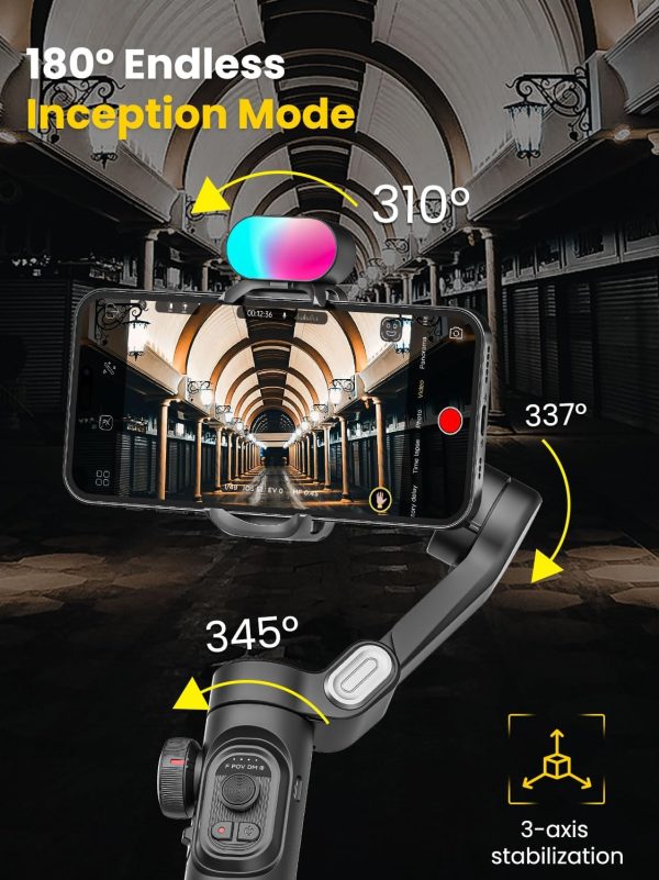 Phone Gimbal Stabilizer for iPhone 15 Pro Max Android Phones with Extension - Image 3