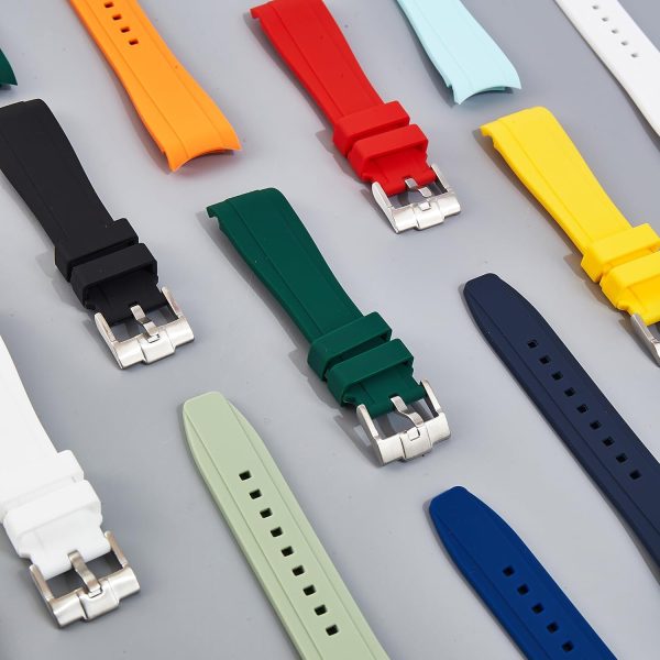 Curved End Soft Silicone Sports Rubber Watch Bands- Compatible with Omega - Image 2