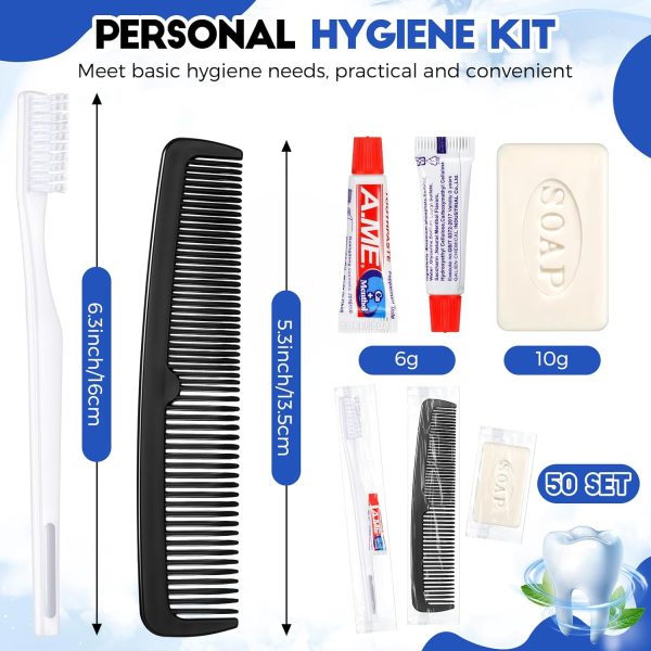 Baderke 50 Sets Toiletry Kit Bulk Basic Toiletry Kits Homeless Care Package - Image 2