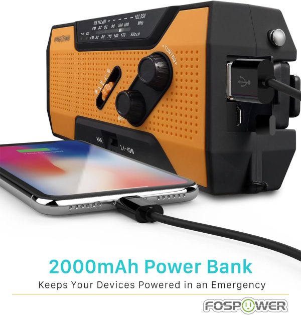 FosPower Emergency Weather Radio (Model A1) NOAA/AM/FM with 7400mWh - Image 2