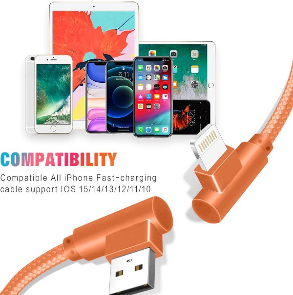 iPhone Charger, 3 Pack 10FT 90 Degree Charging Cable MFi Certified USB - Image 4