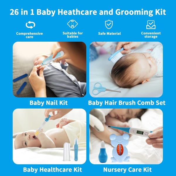 Baby Healthcare and Grooming Kit, 26 in 1 Baby Electric Nail Trimmer Set - Image 2