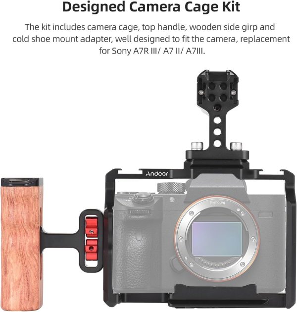 Andoer Camera Rig Stabilizer Aluminum Alloy for Sony A7IV/ A7III/ A7II/ A7R - Image 5